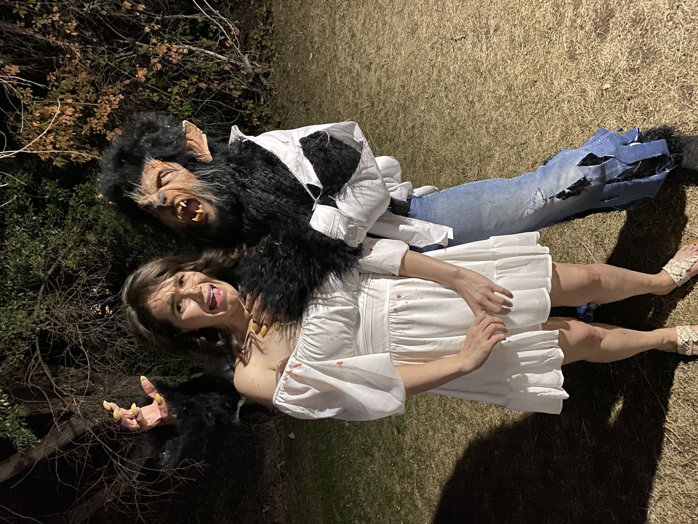 Actress Kymberly Coppard with BJ Whimpey in werewolf costume