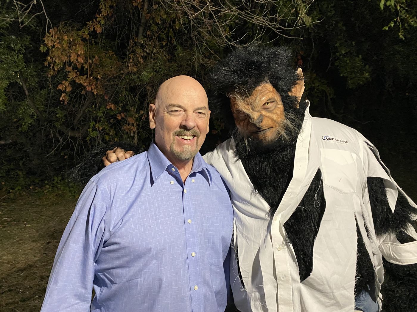 Stuntman and actor Michael Rathburn with BJ Whimpey in werewolf costume