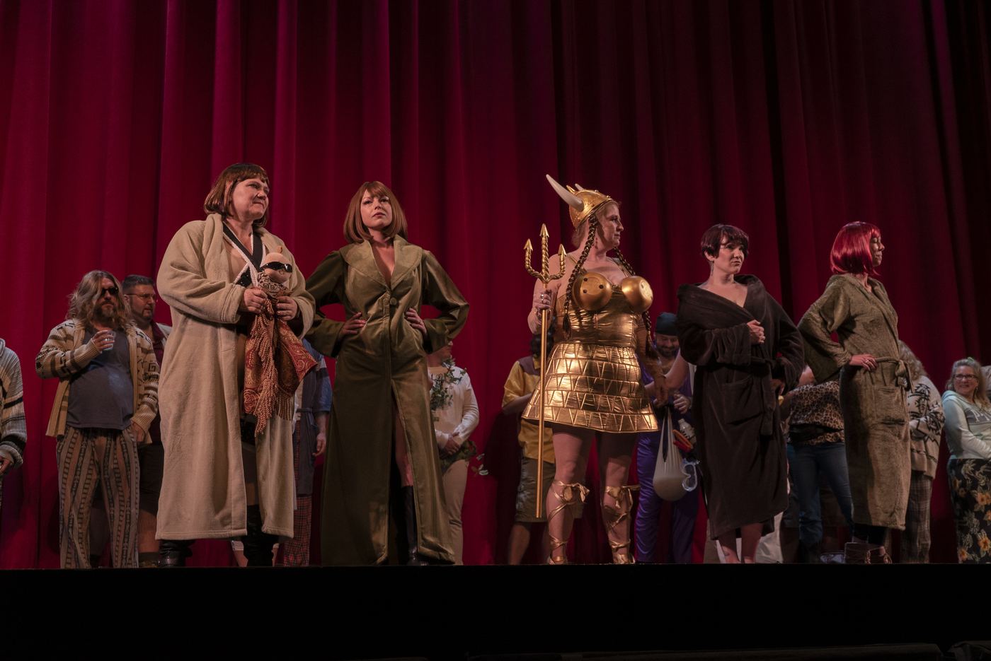 Costume contest lineup on stage at Peery's Egyptian Theater